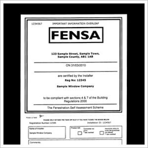 Do i need a fensa certificate for a front door